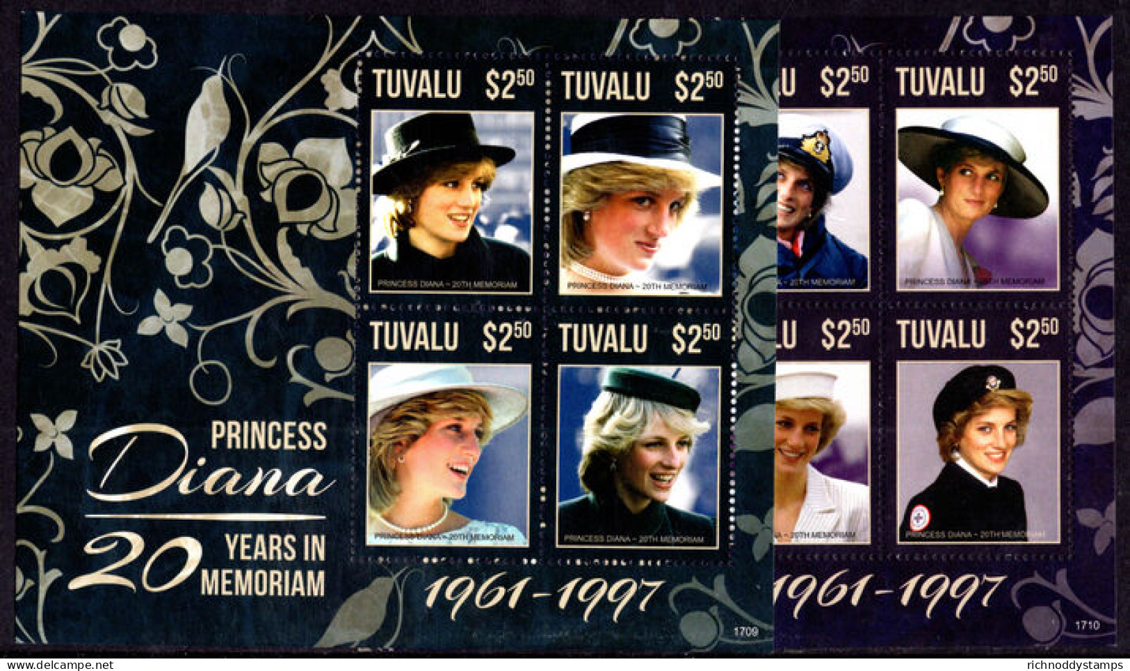 Tuvalu 2017 Anniversary Of Princess Diana's Death Sheetlet Set Unmounted Mint. - Tuvalu (fr. Elliceinseln)