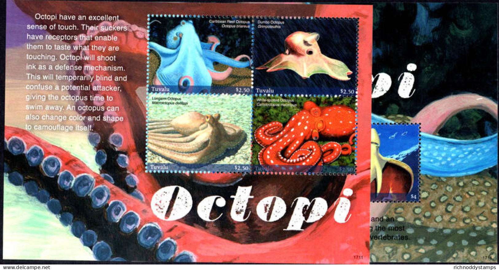 Tuvalu 2017 Octopuses Sheetlet And Souvenir Sheet Unmounted Mint. - Tuvalu