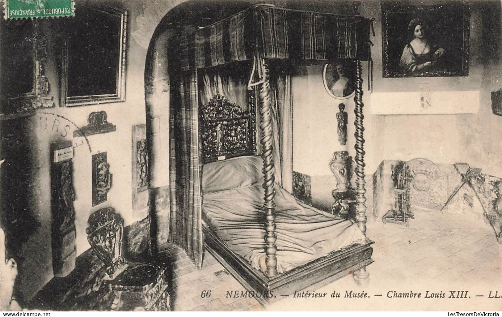 FRANCE - Nemours - Vue Générale - Vue à L'intérieur Du Musée - Chambre Louis XIII - L L - Carte Postale Ancienne - Nemours