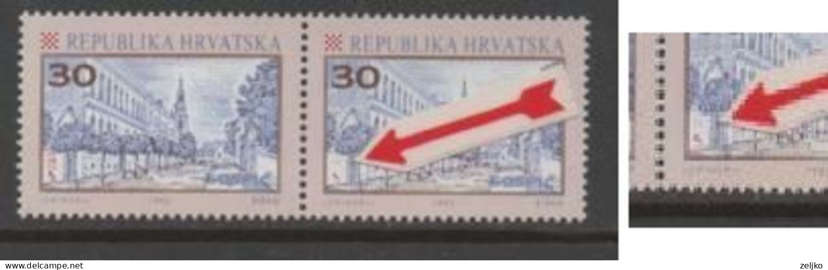 Croatia, Error, 1992, MNH, Michel 198, HPT Is Missing - Kroatien