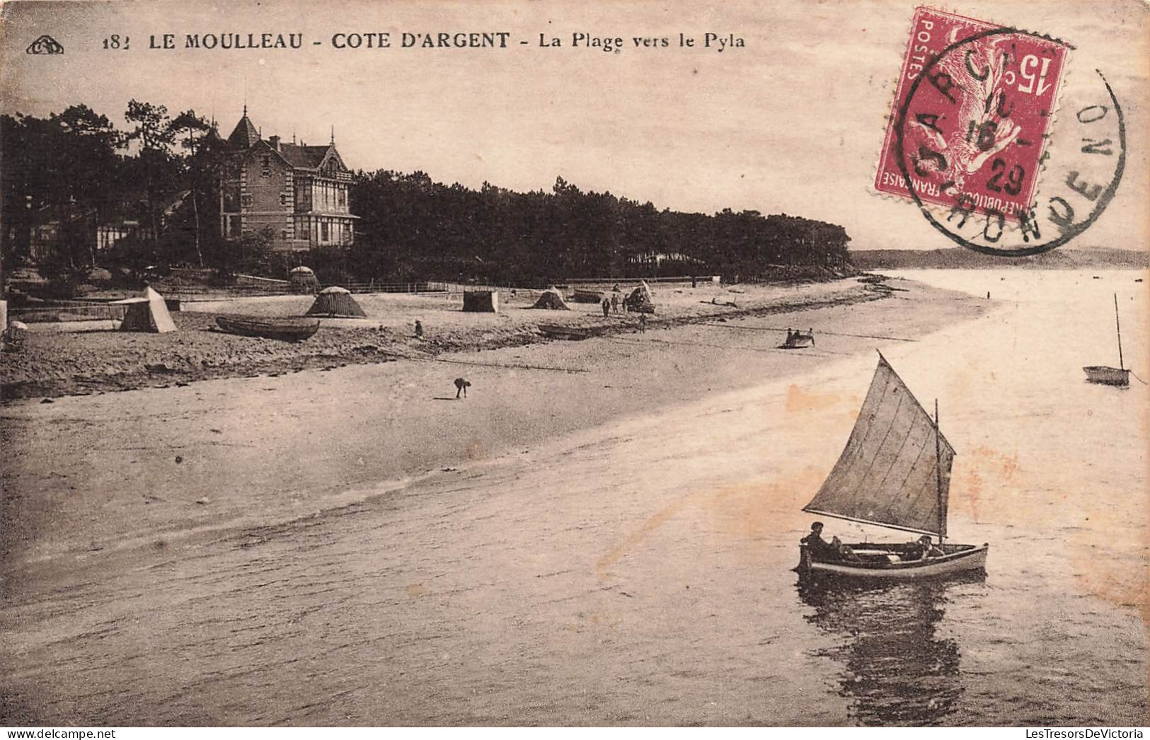 FRANCE - Le Moulleau - Côte D'argent - Vue Sur La Plage Vers Le Pyla - Un Bateau à Voile - Carte Postale Ancienne - Arcachon