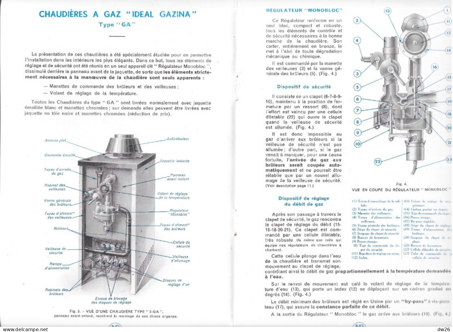 Document Commercial - Livret Chaudières à Gaz Idéal Gazina (Compagnie Nationale Des Radiateurs, Paris) - Elektrizität & Gas