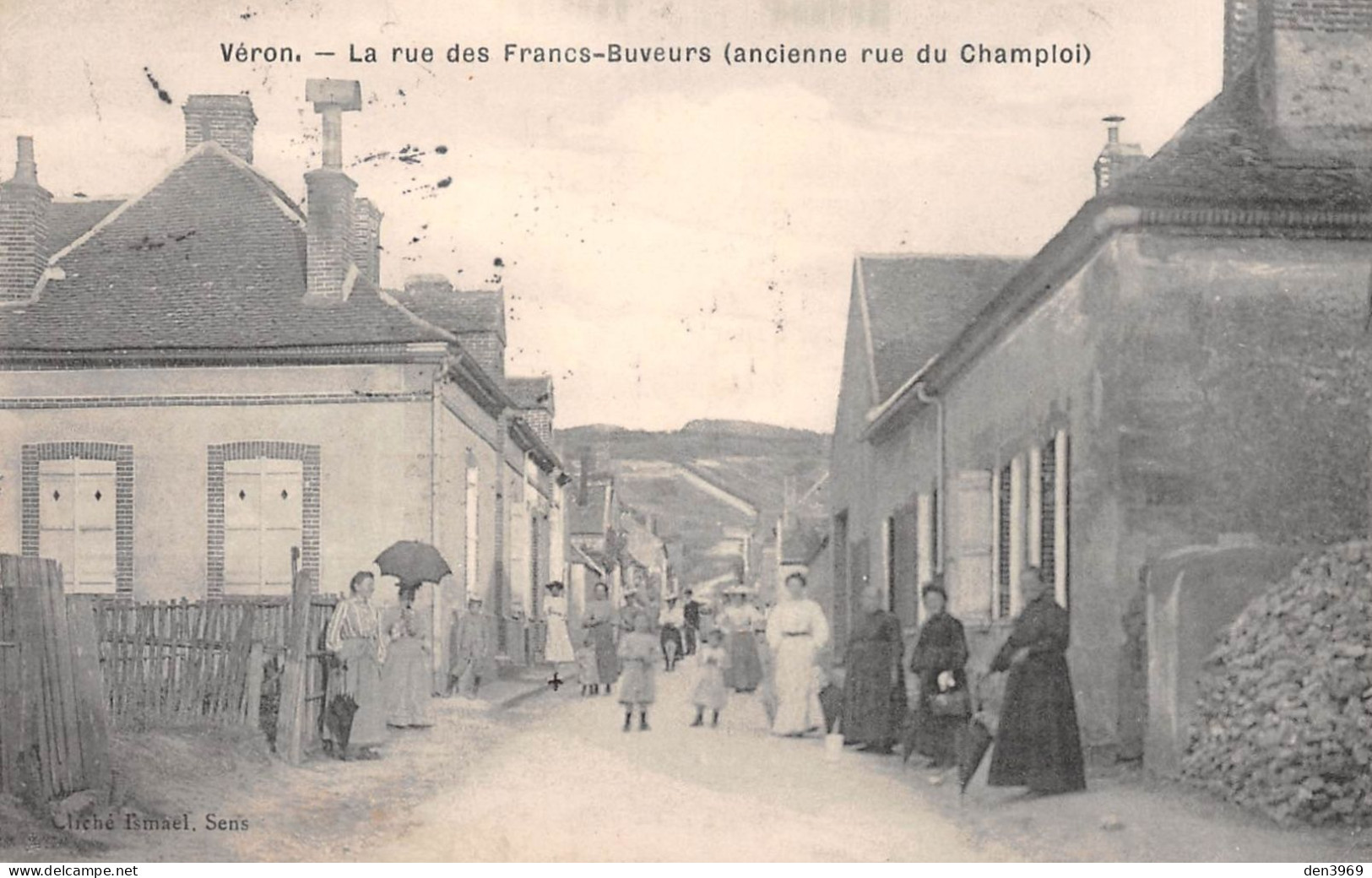 VERON (Yonne) - La Rue Des Francs-Buveurs (ancienne Rue Du Champloi) - Voyagé 1908 (2 Scans) - Veron