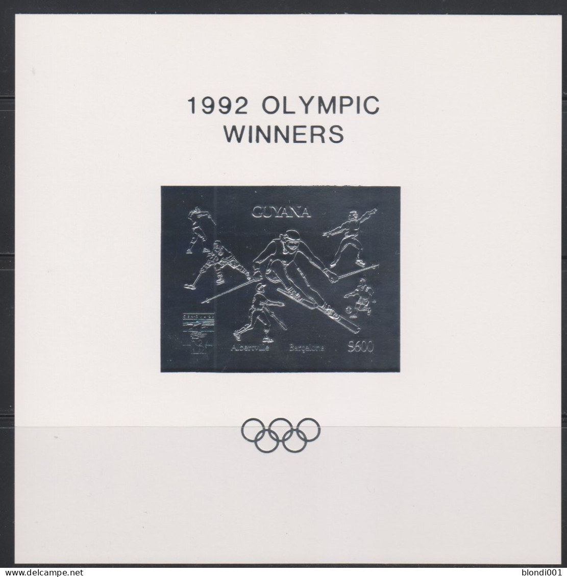 Olympics 1992 - Soccer - Ski - GUYANA - S/S Silver Imperf. MNH - Zomer 1992: Barcelona