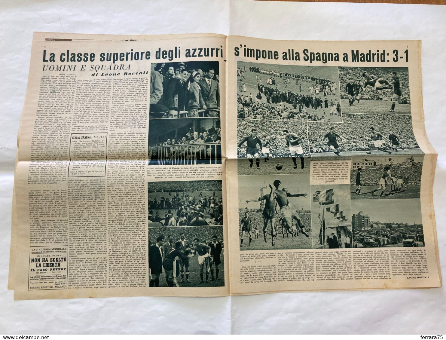 IL CALCIO ILLUSTRATO LA NAZIONALE- ITALIA-SPAGNA PRIMA VITTORIA N.13 1949. - Sport