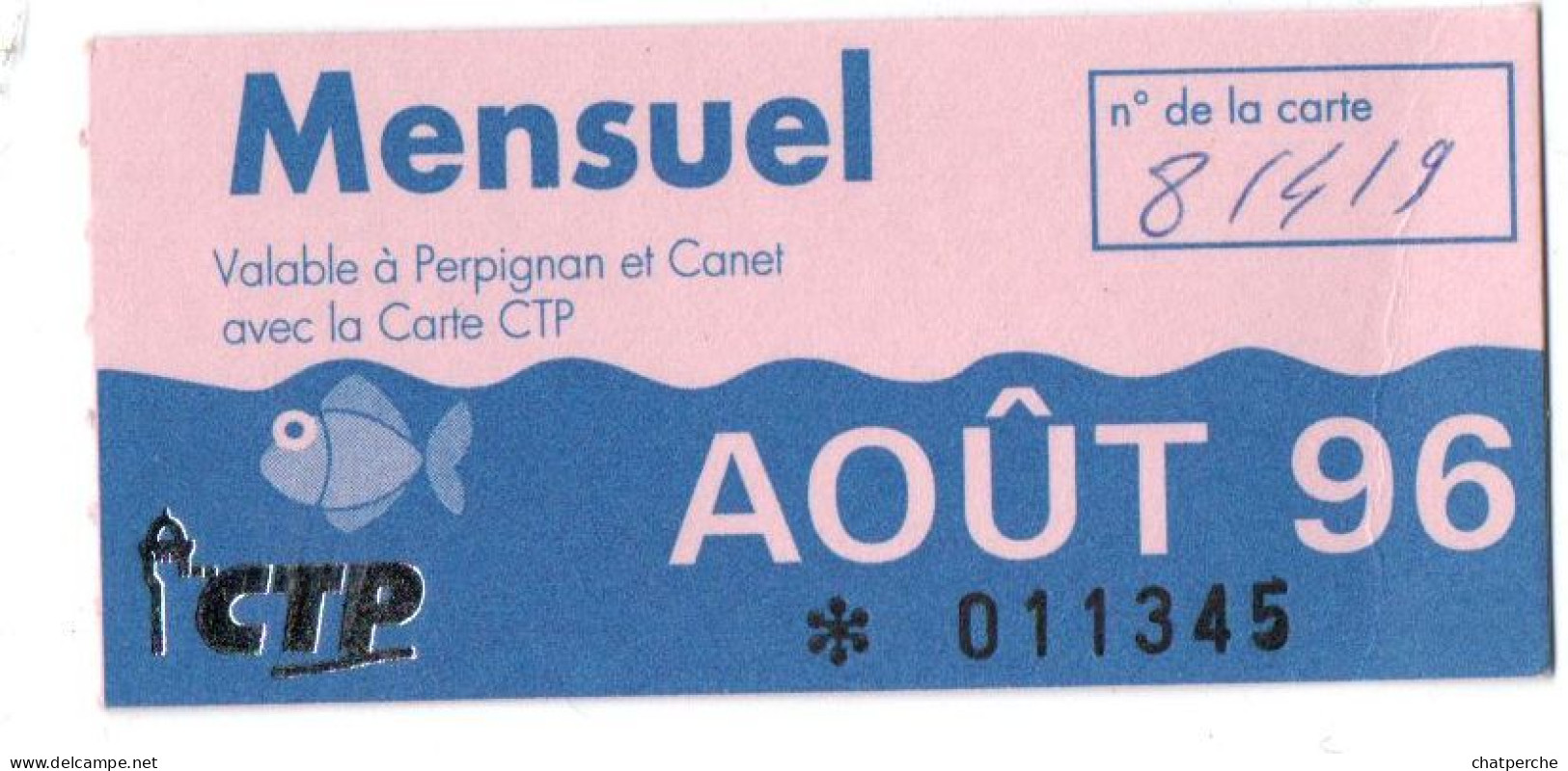 BILLET TICKET ENTREE TRANSPORT AUTOBUS TRANSPORTS PERPIGNAN 66 PYRENEES-ORIENTALES LOT DE 4 TICKETS - Europe