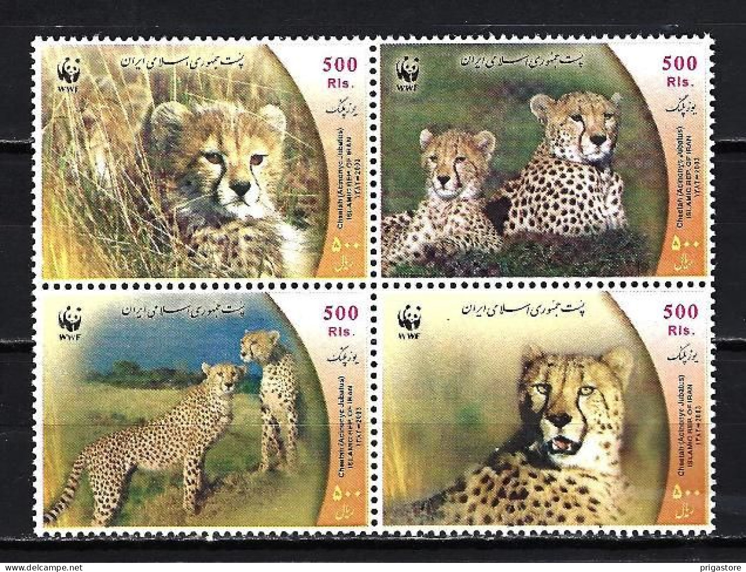 Iran 2003 Animaux Guépards (278) Yvert N° 2668 à 2671 Neufs** MNH - Iran