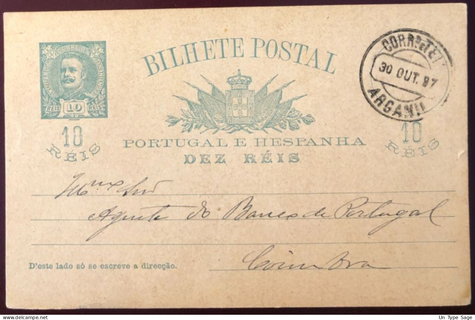 Portugal, Entier-carte De ARGANIL 30.8.1897 - (N164) - Postal Stationery