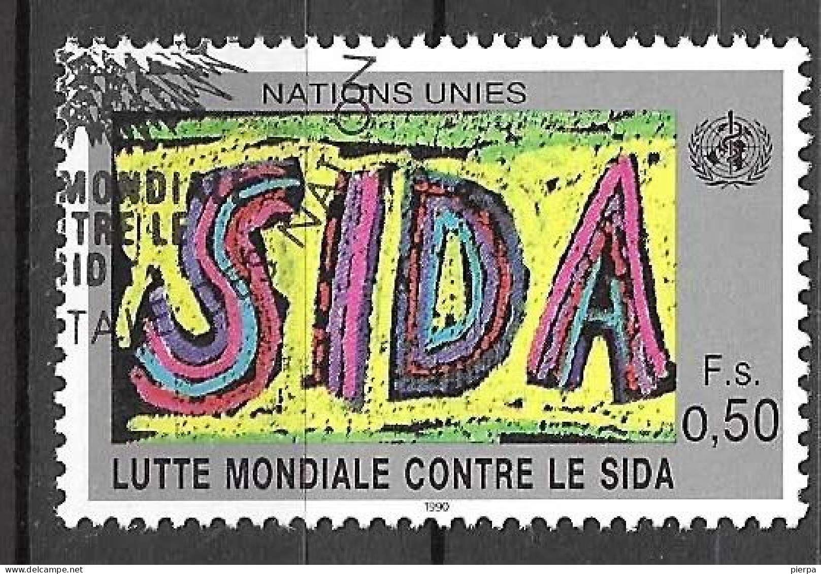 O.N.U. GENEVE - 1990 - LOTTA CONTRO SIDA - F. 0,50 - USATO (YVERT 188 - MICHEL 184) - Used Stamps