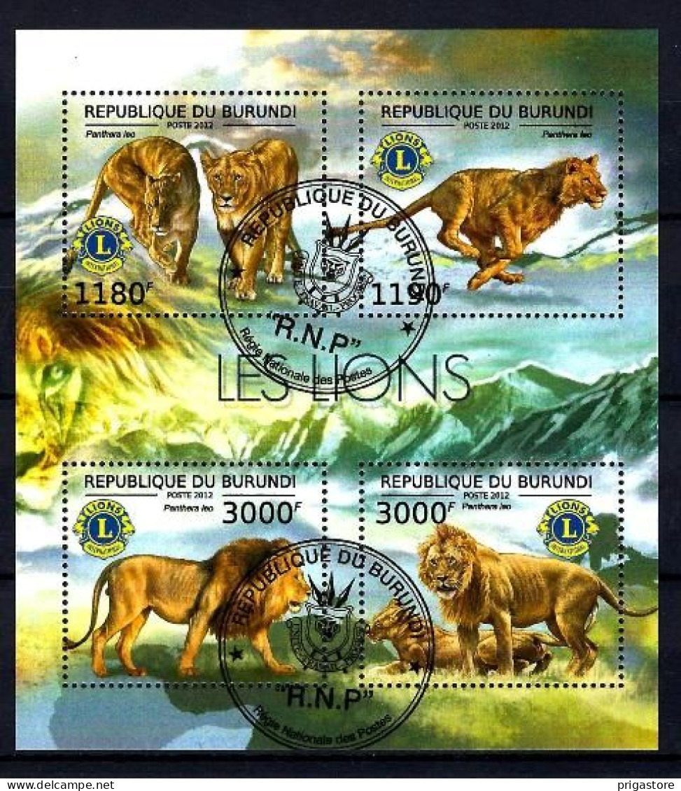 Animaux Lions Burundi 2012 (283) Yvert N° 1702 à 1705 Oblitérés Used - Gebraucht