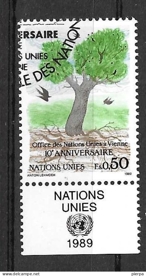 O.N.U. GENEVE - 1989 - 10° SEDE VIENNA - F. 0,50 - USATO CON APPENDICE (YVERT 178 - MICHEL 178) - Used Stamps