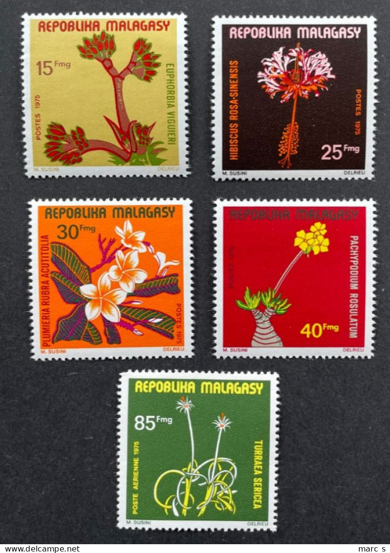 MADAGASCAR 1975 - NEUF**/MNH - Série Complète Mi 748 / 752 - YT 562 / 565 + PA 155 - FLORE FLEURS - Madagascar (1960-...)