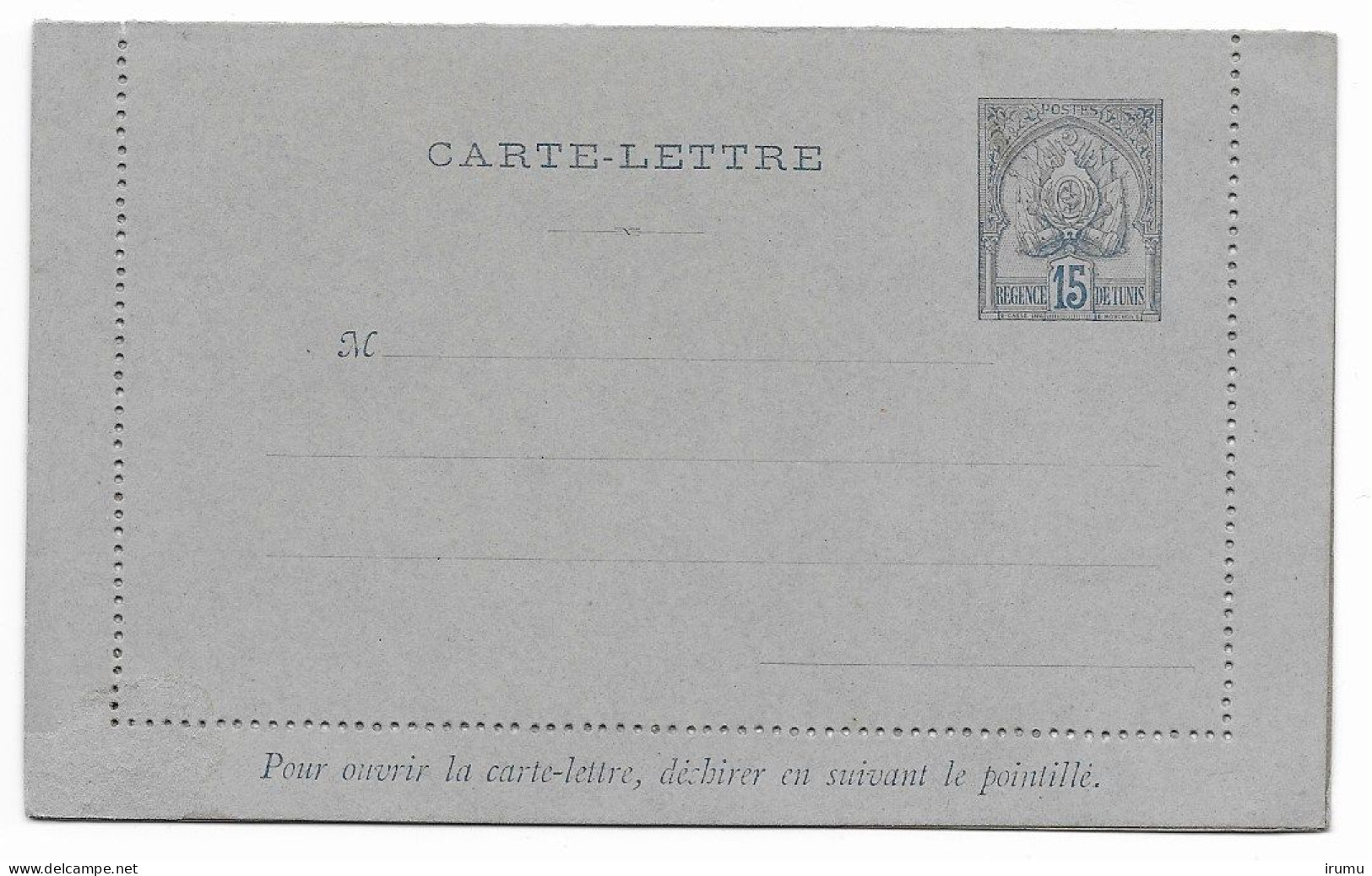 Tunisie Carte-lettre Chiffres Gras 15c Bleu (SN 2702) - Lettres & Documents