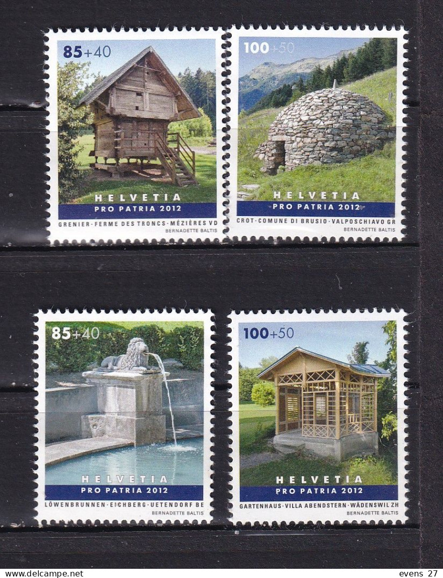 SWITZERLAND-2012--WOODEN/STONE BUILDINGS- MNH, - Ungebraucht