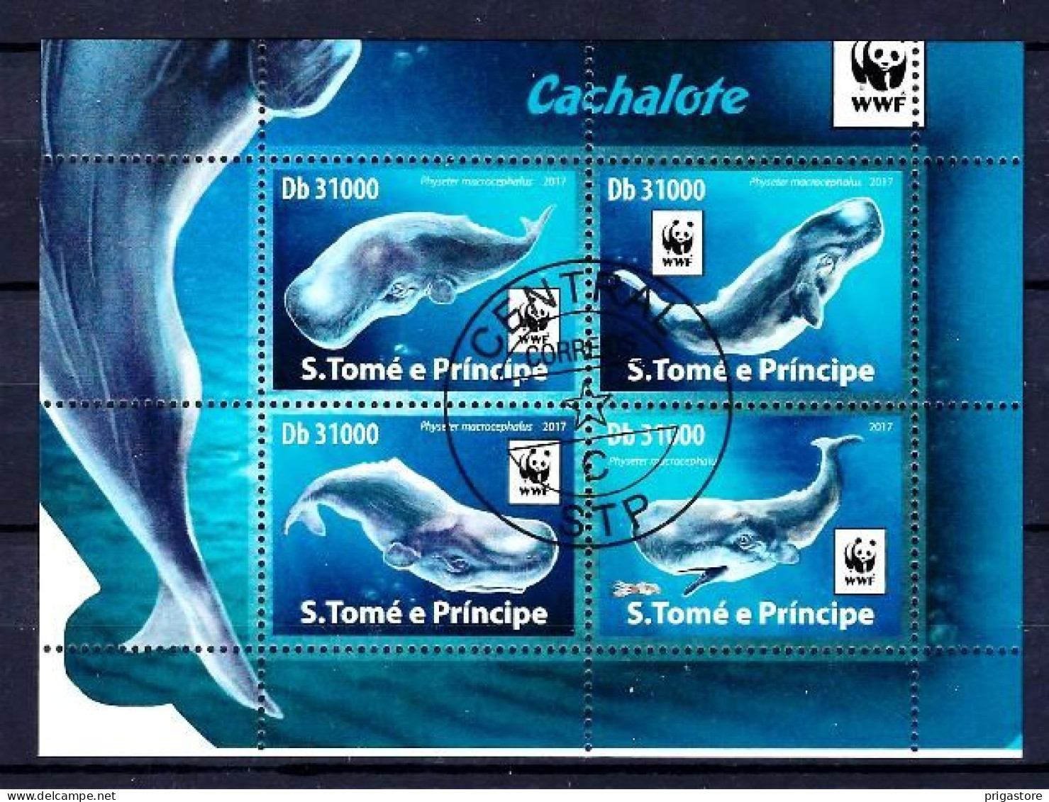Saint Thomas Et Prince 2017 Animaux Cachalots WWF (291) Yvert N° 5909 à 5912 Oblitérés Used - São Tomé Und Príncipe