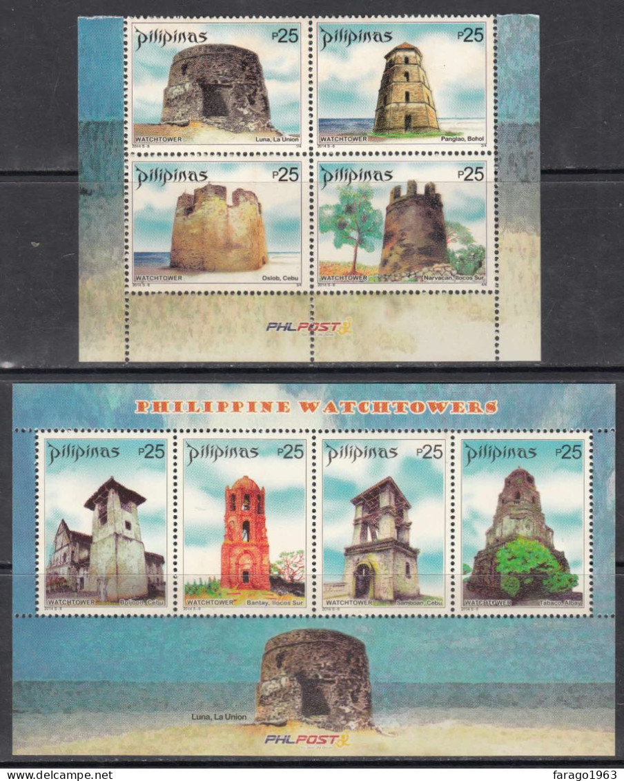 2014 Philippines Watchtowers EMBOSSED Souvenir Sheet MNH - Philippines