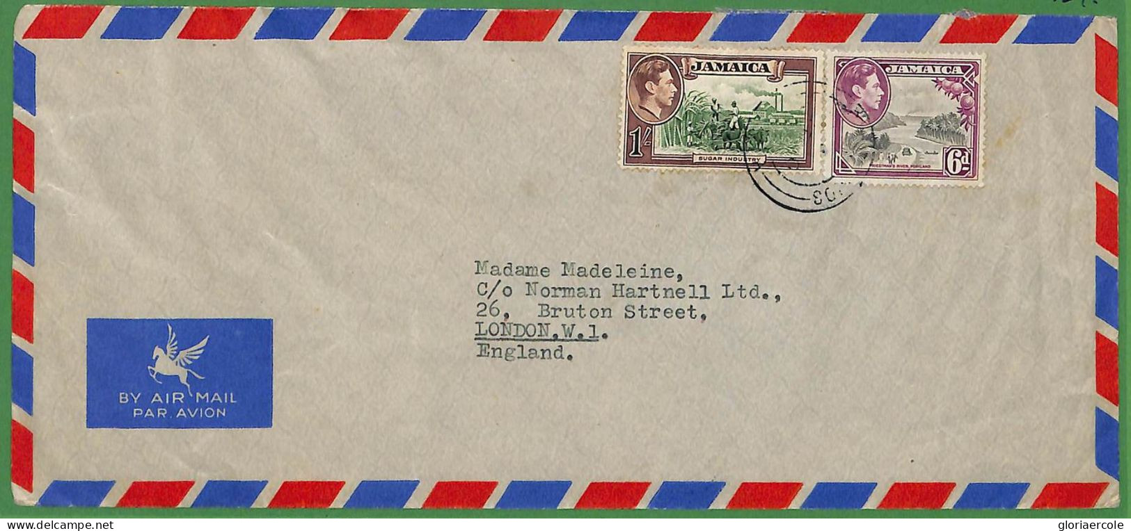 ZA1473 - JAMAICA - POSTAL HISTORY - Oversize AIRMAIL COVER To England  1940's - Jamaica (1962-...)