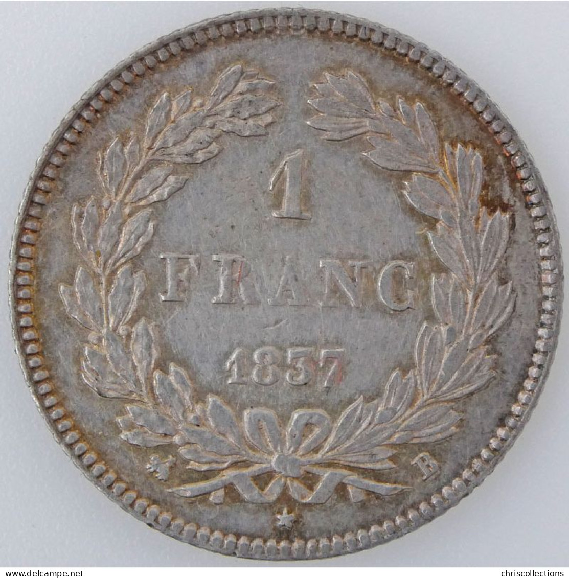 Louis-Philippe I, 1 Franc 1837 B, KM# 748.2, TTB - 1 Franc