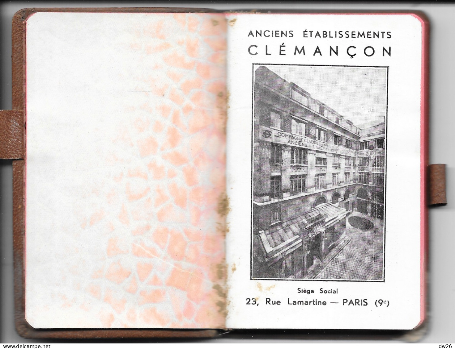 Agenda Publicitaire De 1939 - Petit Calepin En Cuir Etablissements Clémançon, Appareillage Cinémas, Théâtres - Kleinformat : 1921-40