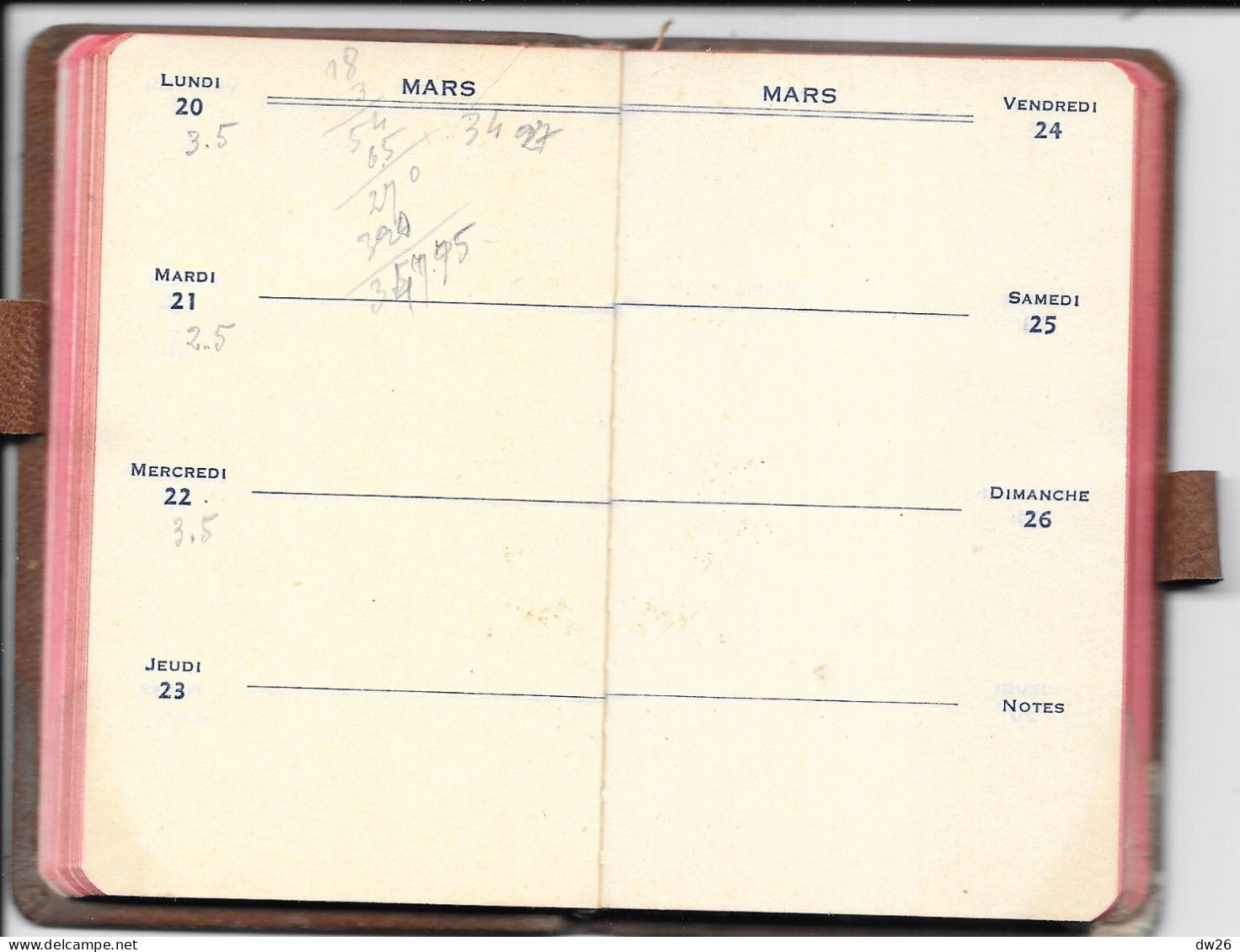 Agenda publicitaire de 1939 - Petit calepin en cuir Etablissements Clémançon, Appareillage Cinémas, Théâtres