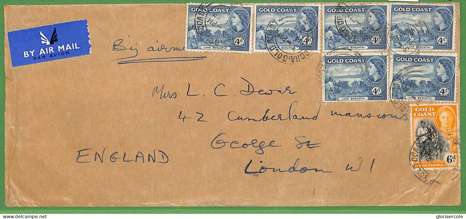 ZA1476 - GOLD COAST - POSTAL HISTORY - Airmail COVER To ENGLAND 1950's - Côte D'Or (...-1957)
