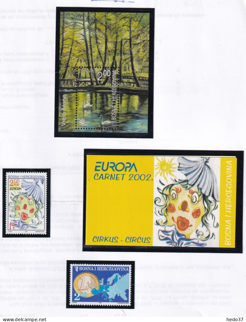 Europa 2001/2002 - Bosnie Herzégovine Timbres Et Carnet - Neuf ** Sans Charnière - TB - 2001