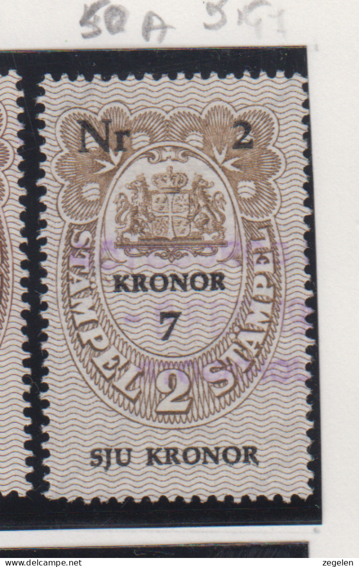 Zweden Fiskale Zegel Cat. Barefoot : Fondstaempel(Bill Of Exchange) 50bb Dunne Druk - Revenue Stamps