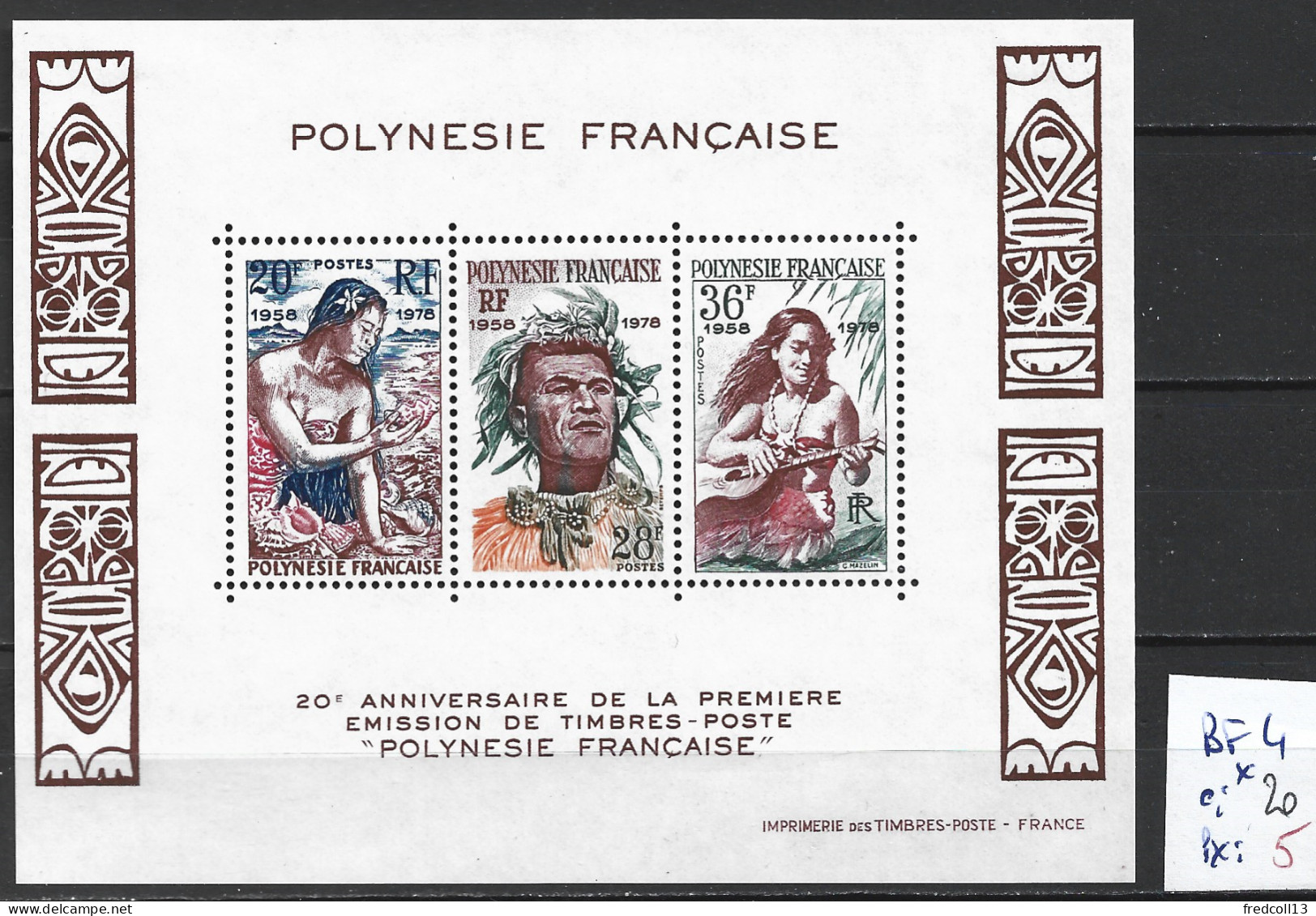 POLYNESIE FRANCAISE BF 4 * Côte 20 € - Blocks & Kleinbögen