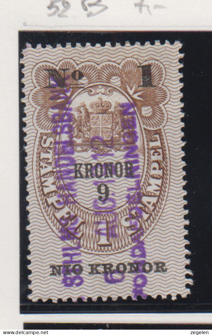 Zweden Fiskale Zegel Cat. Barefoot : Fondstaempel(Bill Of Exchange) 52bA Dikke Druk - Revenue Stamps