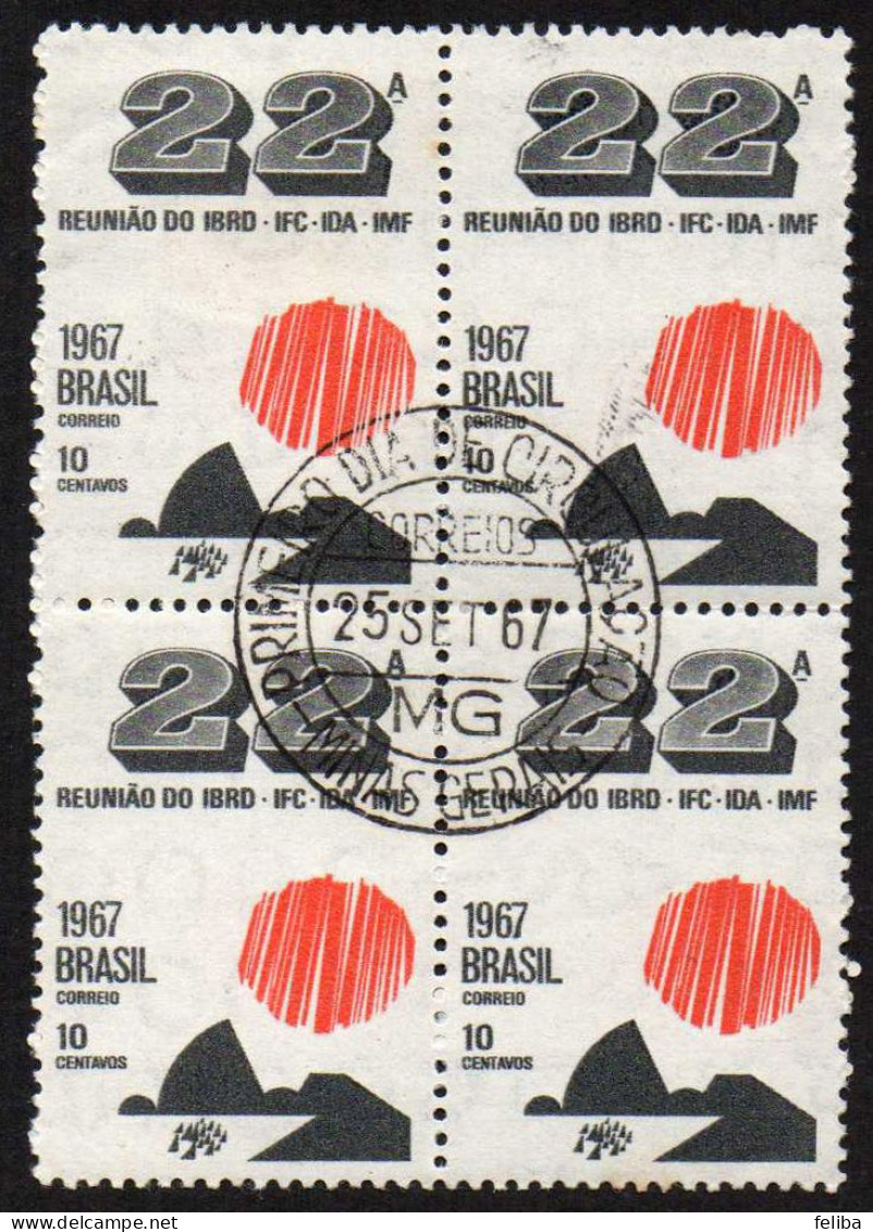 Brazil 1967 First Day Cancel On Block Of 4 - Unused Stamps
