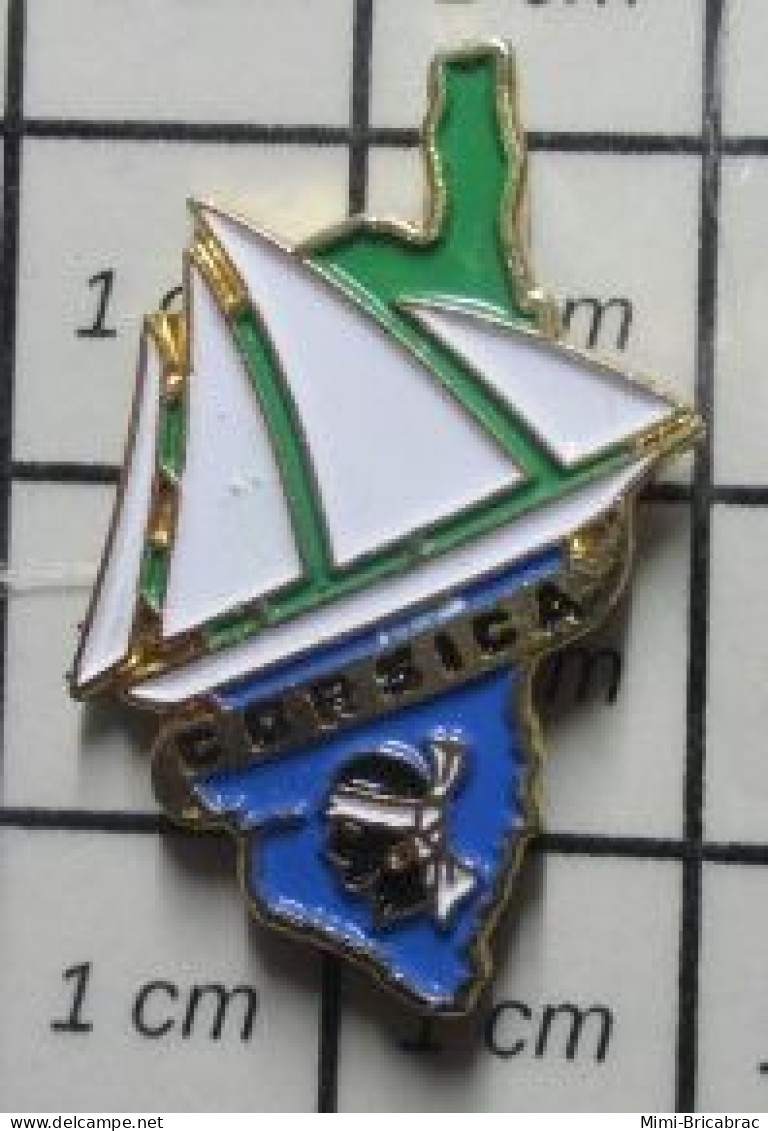 1616B  Pin's Pins / Beau Et Rare / BATEAUX / VOILIER VOILE CORSICA CORSE - Boats