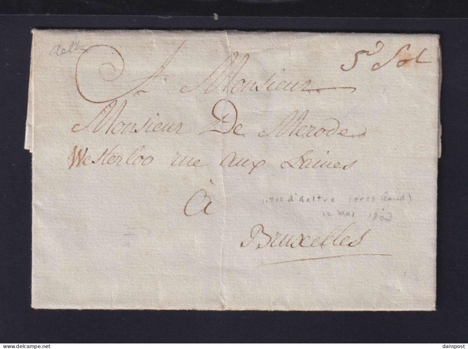 Belgien Brief 1803 Aeltre Nach Bruxelles - 1794-1814 (Période Française)