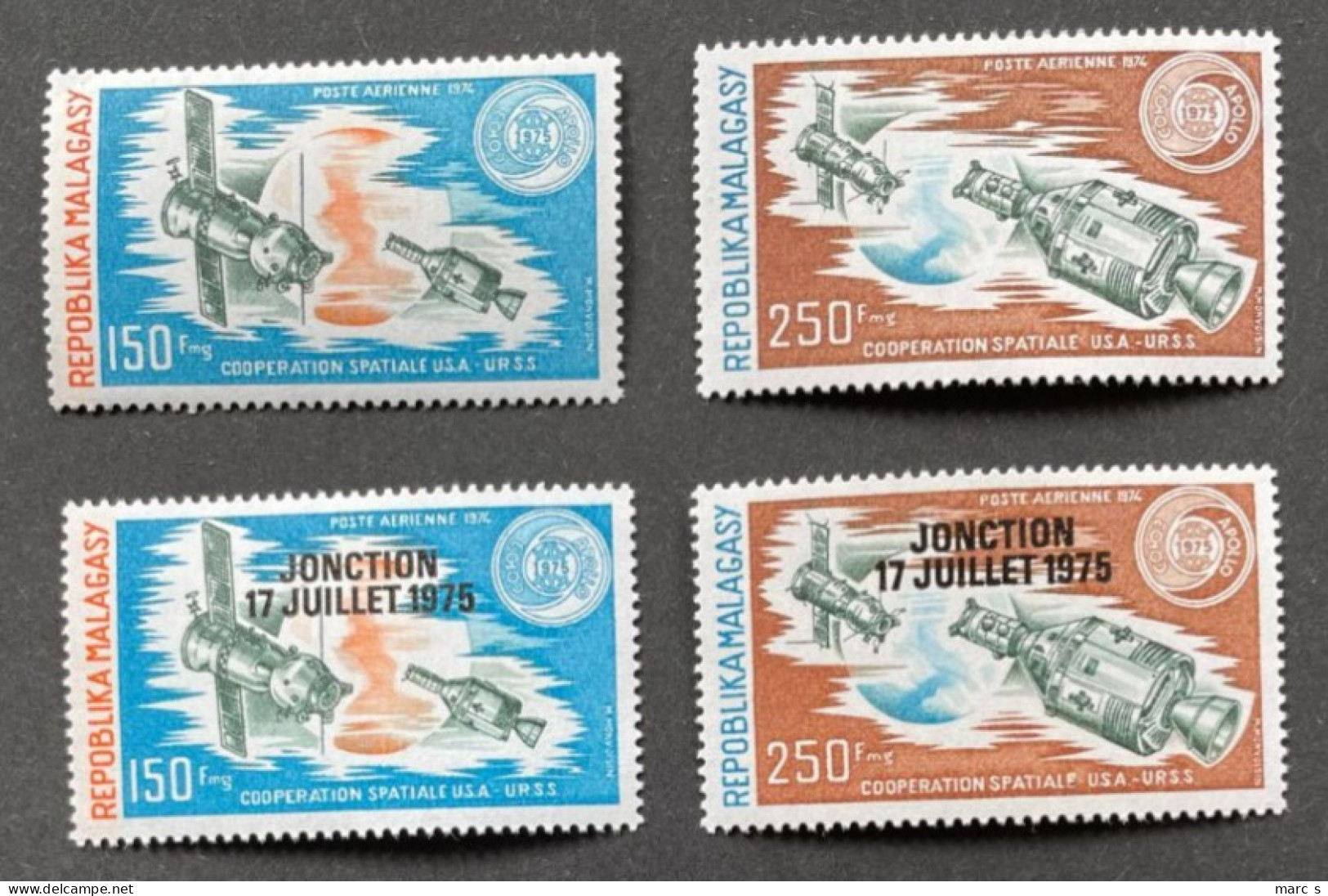 MADAGASCAR 1974/75 - NEUF**/MNH - Série Complète Mi 719/720 + 753/754 - YT PA 144/145 + 153/154 - SPACE ESPACE - Madagascar (1960-...)