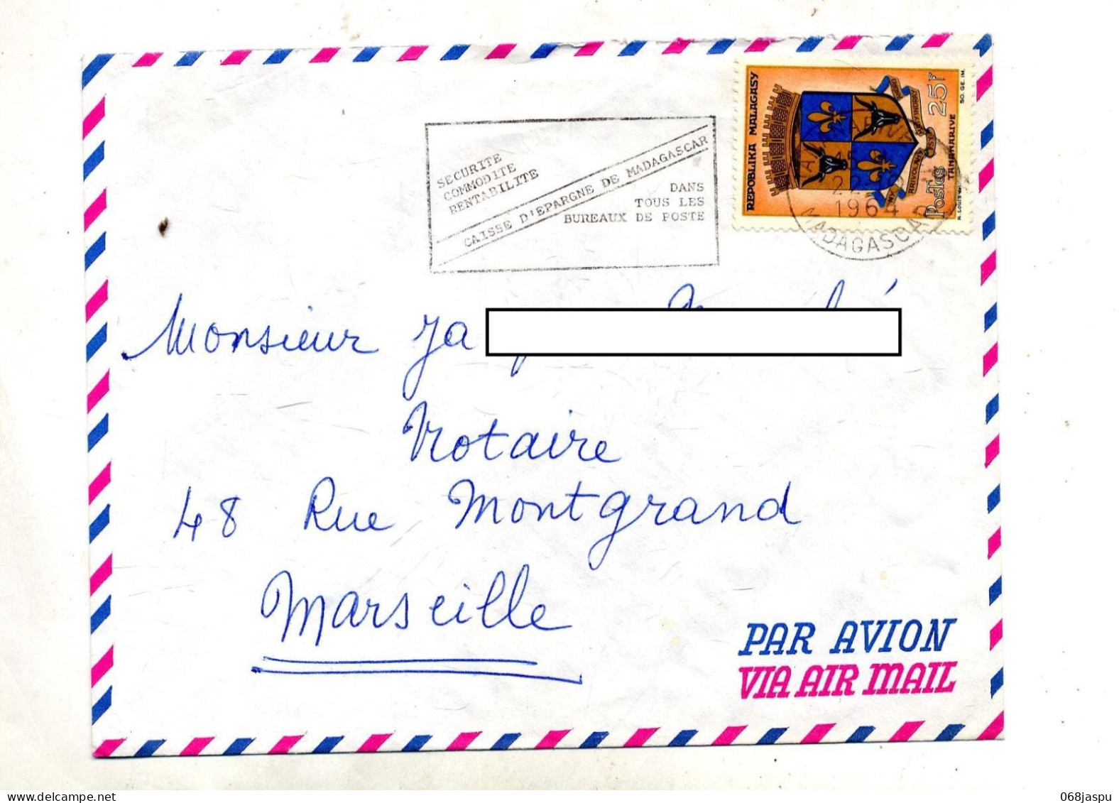 Lettre Flamme Tananarive Caisse Epargne Sur Armoirie - Madagascar (1960-...)