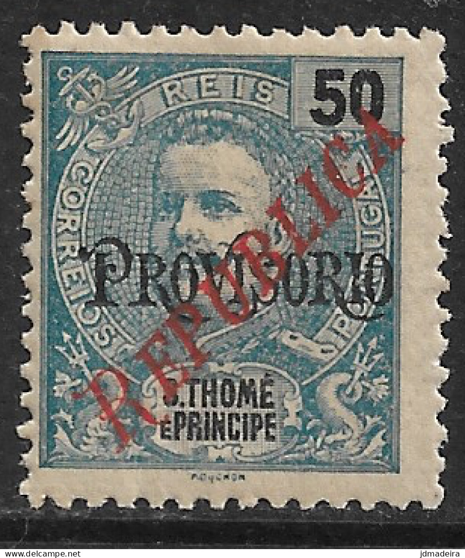 St. Thomas And Prince – 1920 King Carlos Overprinted REPUBLICA 50 Réis Mint Stamp - St. Thomas & Prince