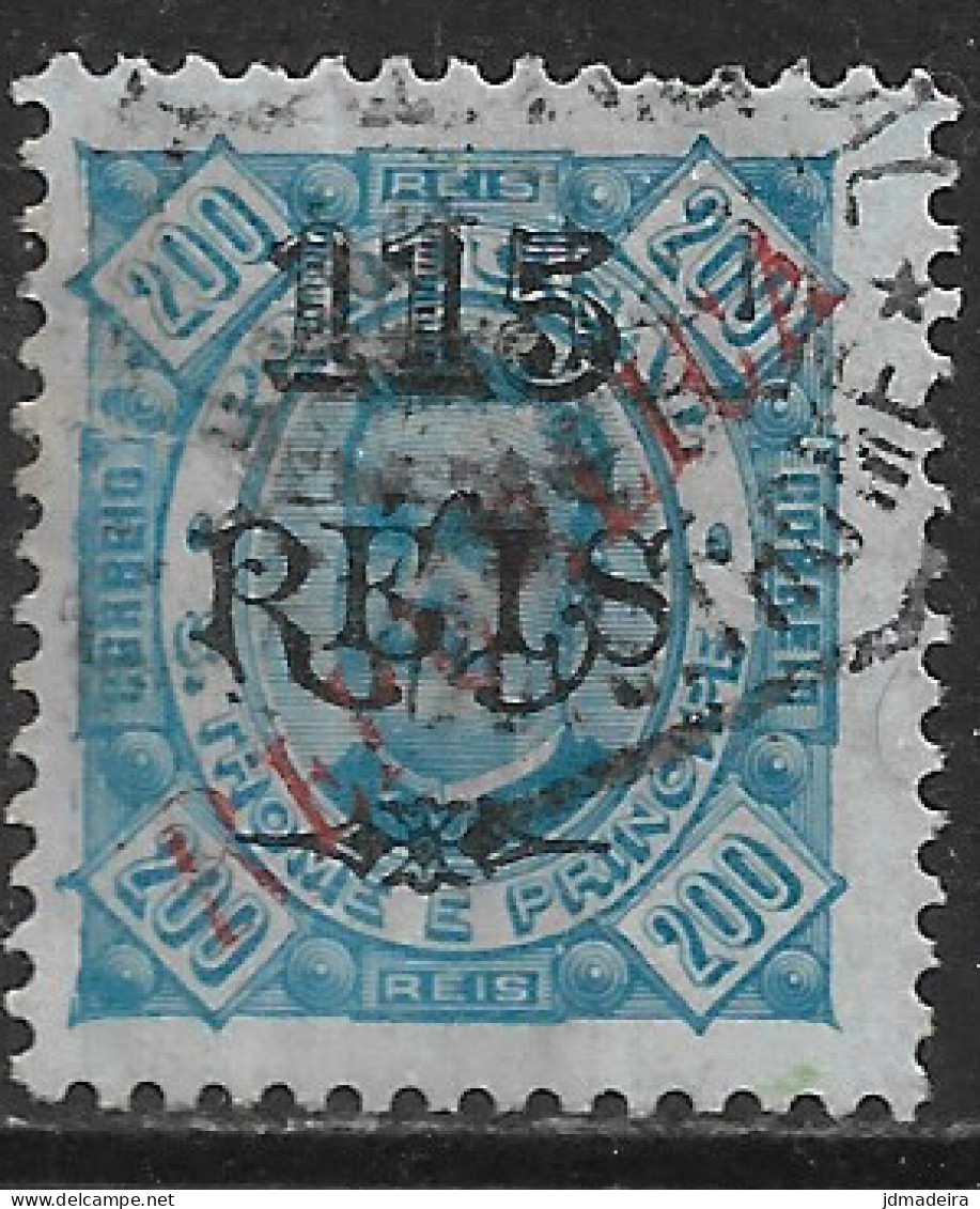 St. Thomas & Prince – 1920 King Carlos Local Overprinted REPUBLICA 115 Réis Over 200 Réis FAINTED SURCHARGE - St. Thomas & Prince