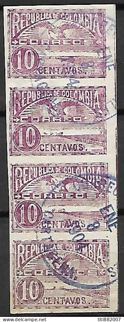 COLOMBIE   -   1902.   Y&T N° 140A Bande De 4 Oblitérés - Colombia