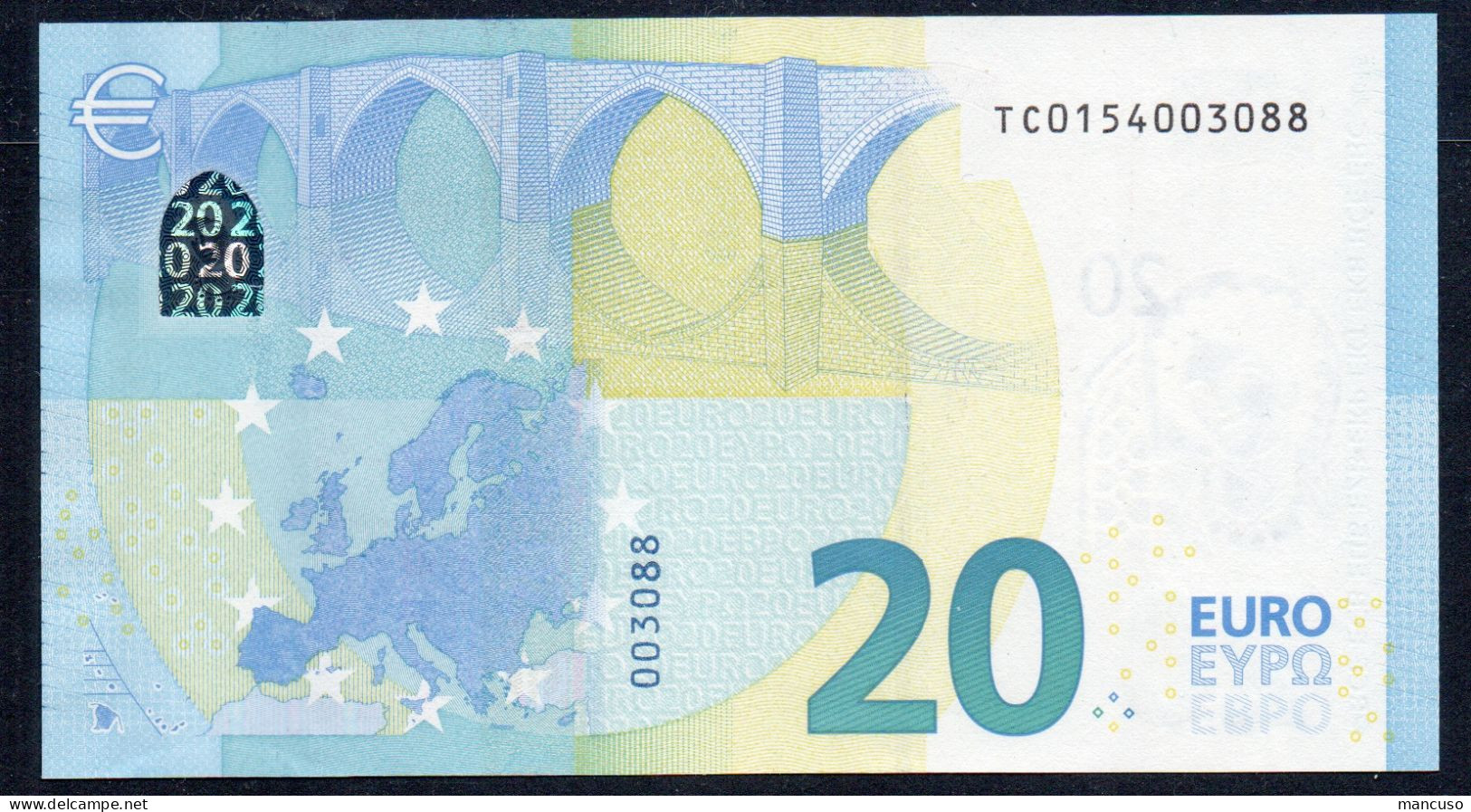&euro; 20  IRELAND TC  T002  DRAGHI  UNC - 20 Euro