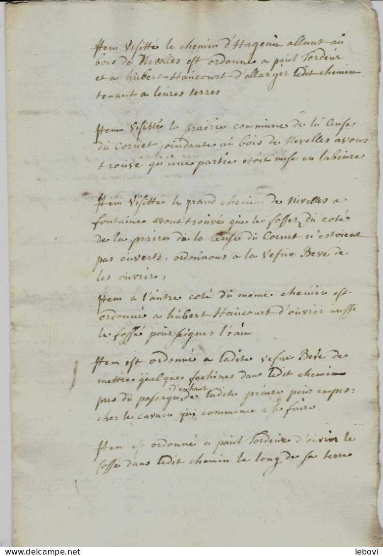 (PETIT-ROEULX-LEZ-NIVELLES) (1743) : Partie De Manuscrit - Voir Description - Manuscrits