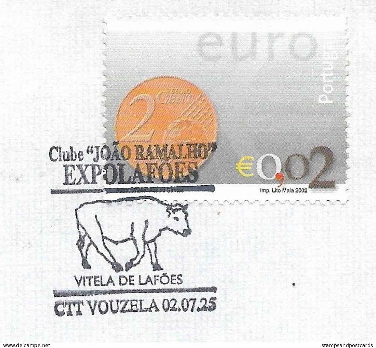 Portugal Cachet Commemoratif 2002 Veau De Lafões Vache Expolafões Event Postmark Lafões Calf Cow - Postal Logo & Postmarks