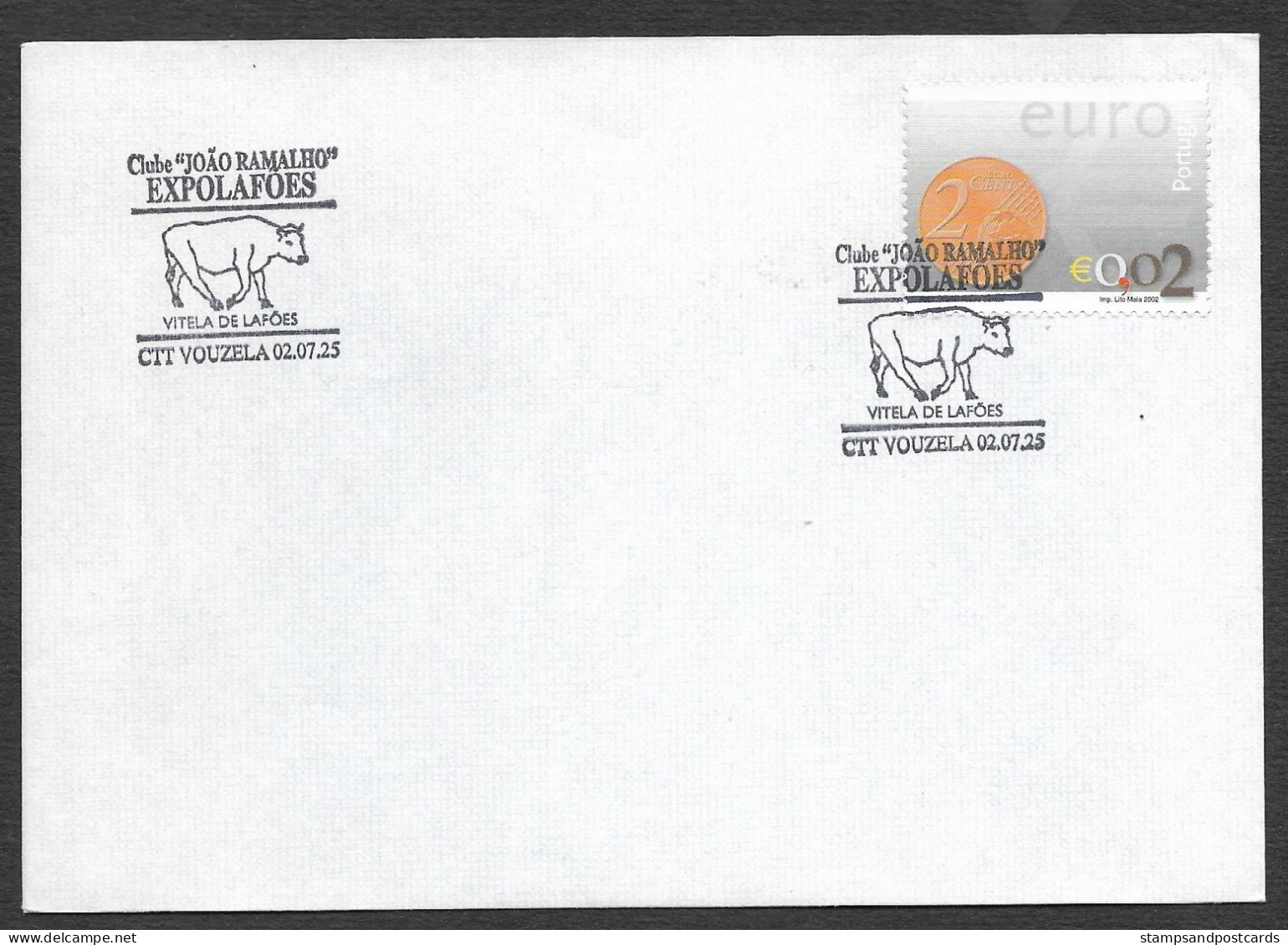 Portugal Cachet Commemoratif 2002 Veau De Lafões Vache Expolafões Event Postmark Lafões Calf Cow - Postembleem & Poststempel