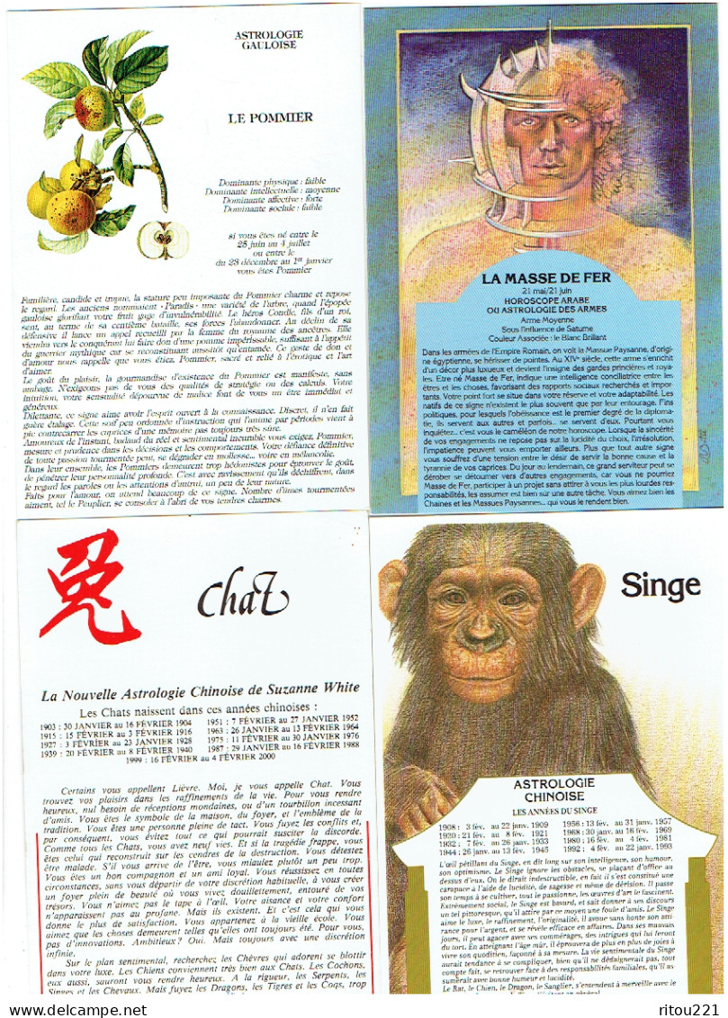 Lot 9 Cpm - Illustration Signe ZODIAQUE Horoscope Chinois Arabe Gaulois Pommier Aztèque Africaine Coq Maison Chat - Astrología