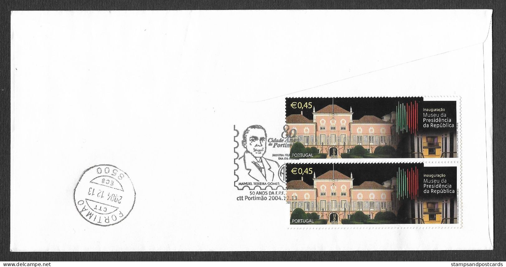 Portugal Lettre Recommandée 2004 Cachet Commemoratif Teixeira Gomes Portimão Algarve Event Pmk Registered Cover - Postembleem & Poststempel