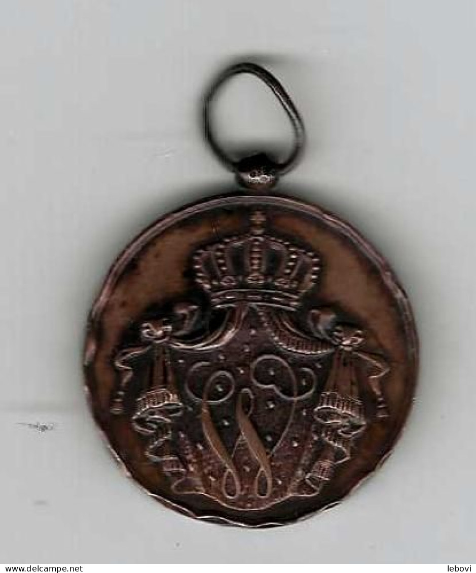 (Pays-Bas) Guillaume III Médaille Avers ; Monogramme « W » - Revers « VOOR TROUWEN DIESNT/KONINGLIJKE MARINE » - Andere & Zonder Classificatie