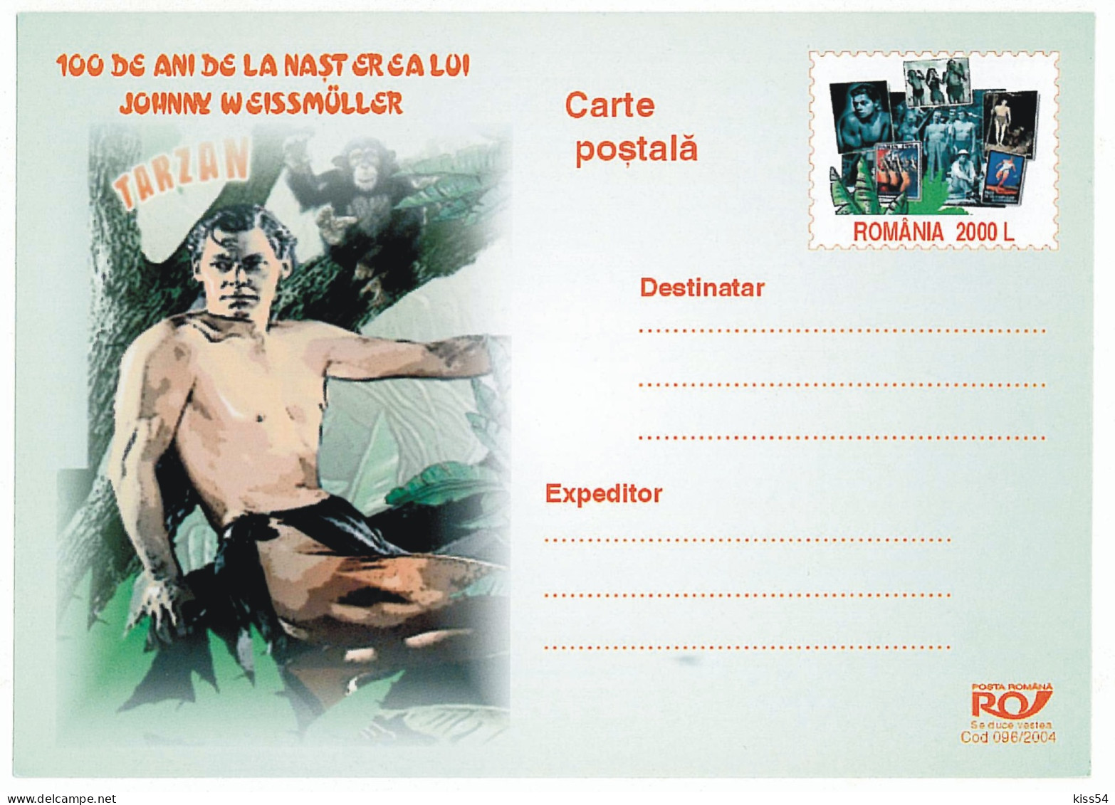 IP 2004 - 96 Film, TARZAN, 100 Years Birth, Johnny WEISSMULLER - Stationery - Unused - 2004 - Cinema