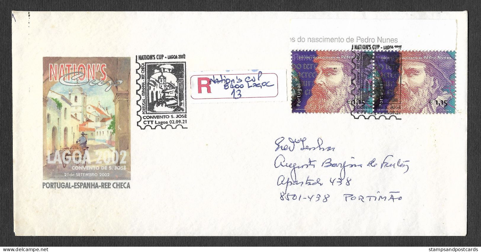 Portugal Lettre Recommandée 2002 Cachet Commemoratif Expo Philatelique Lagoa Algarve Stamp Expo Event Pmk R Cover - Annullamenti Meccanici (pubblicitari)