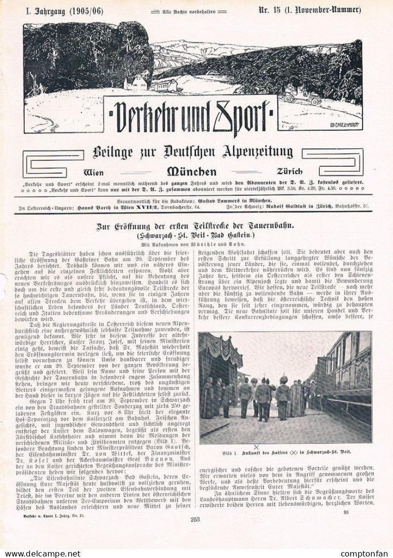 A102 1432 Eröffnung Tauernbahn Schwarzach-St. Bad Gastein Artikel 1906 - Autres & Non Classés