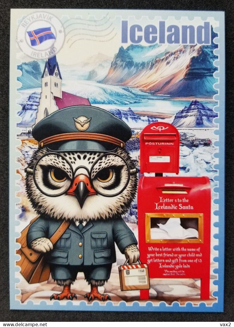 WonderPost Series 1 - Iceland Postcard MINT Mailbox Mail Box Postal Landmark National Animal Gyrfalcon Falcon Bird - Islanda