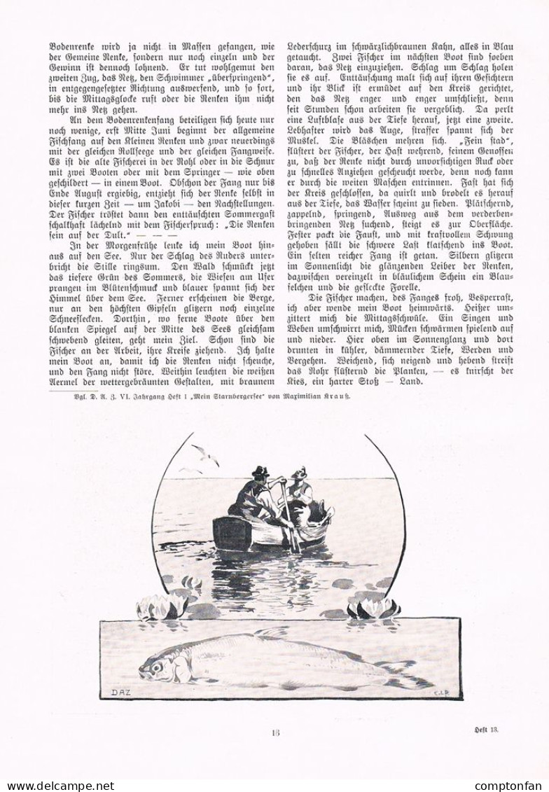 A102 1434 E.L. Plaß Würmsee Renkenfang Starnberger See Artikel 1906 - Autres & Non Classés
