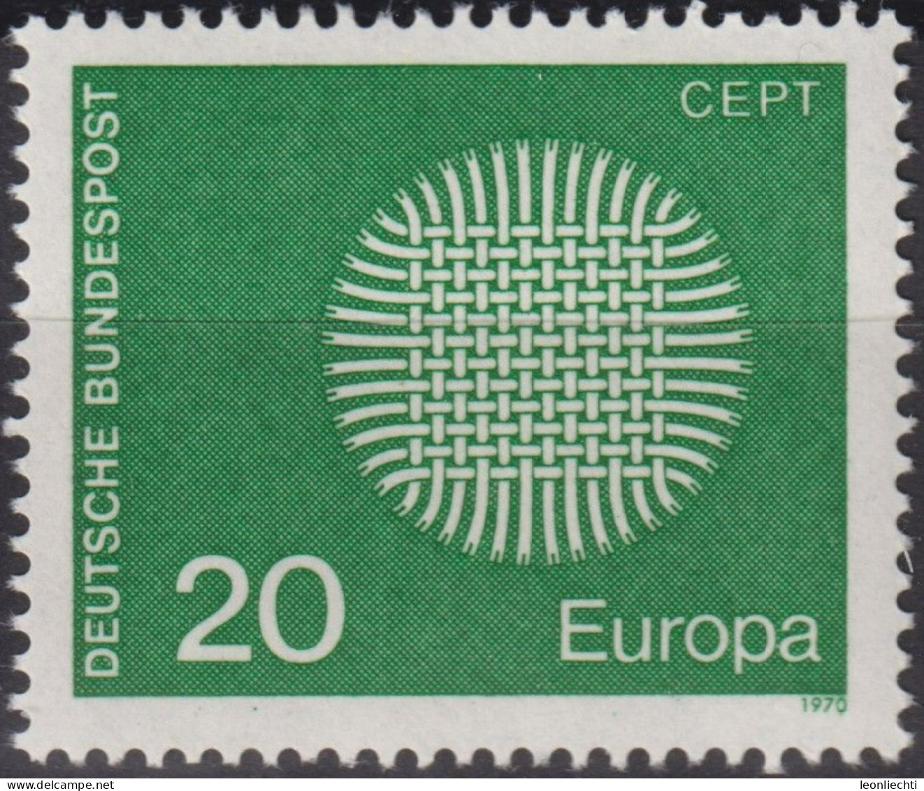 1970 BRD, ** Mi:DE 620, Sn:DE 1018, Yt:DE 483, Europa (C.E.P.T.) 1970 - Lodernde Sonne - 1970